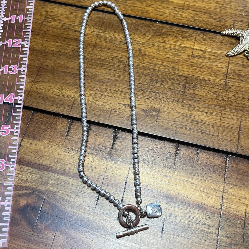Ralph Lauren Toggle Necklace Silver Tone -some Discoloration